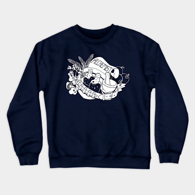 Alchemist Class - White Design Crewneck Sweatshirt by CliffeArts